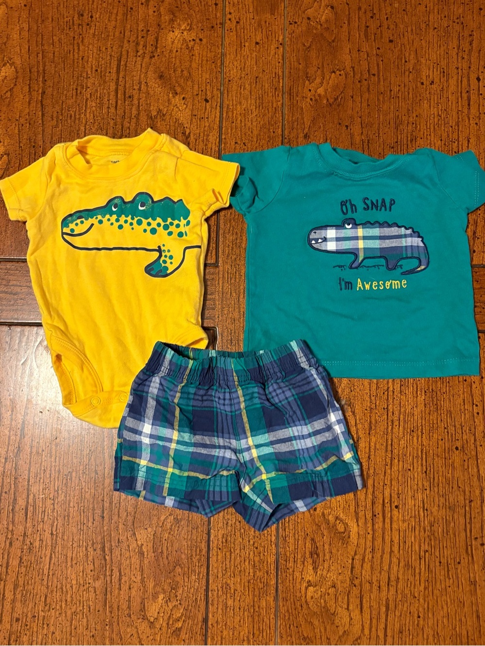 Carter’s Baby Boy 3-Piece Set with Crocodile Design - Yellow & Green, 3 month